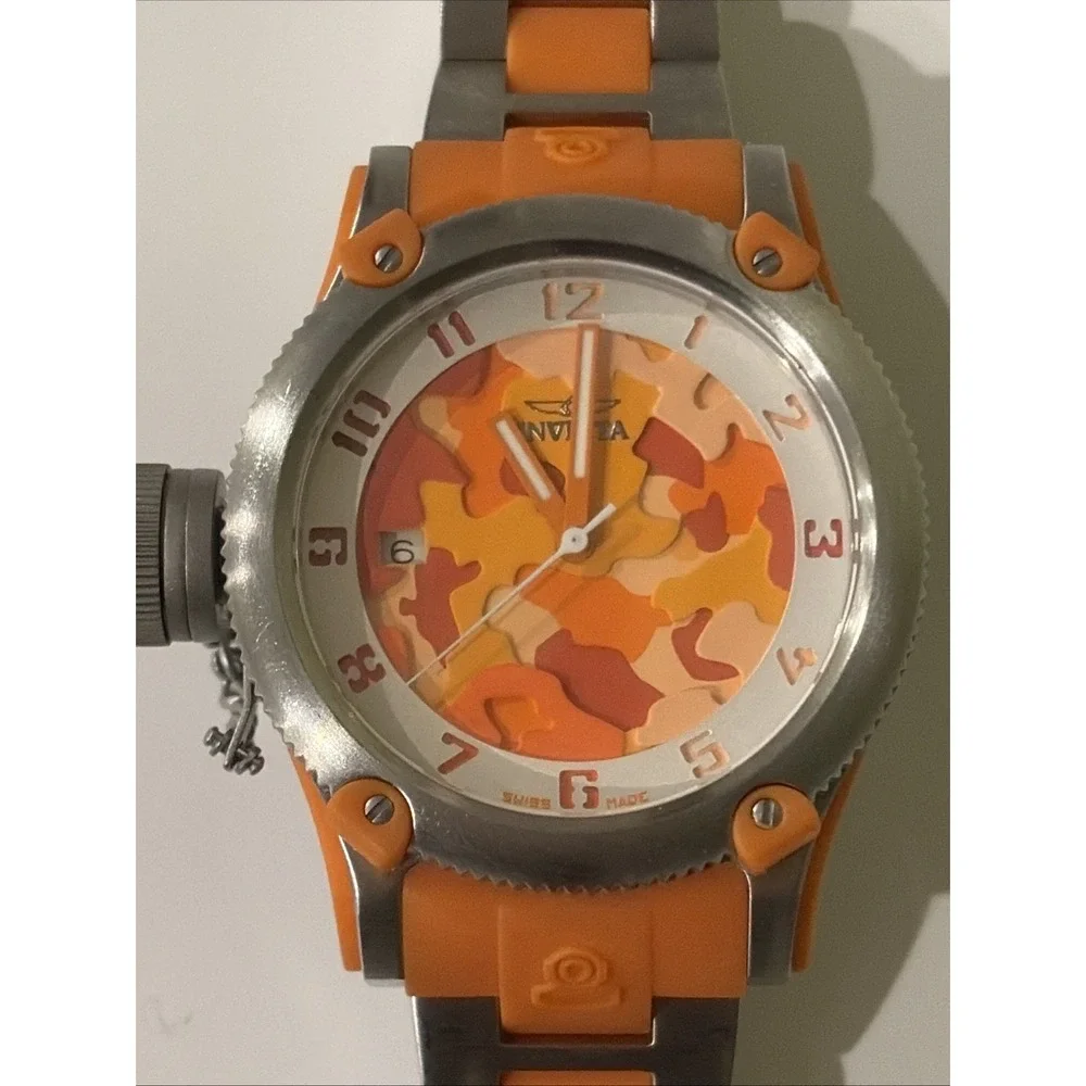 Invicta Lady Diver Orange 40.5mm Camouflage Dial Ladies Watch Working New Battry - Picture 2 of 10